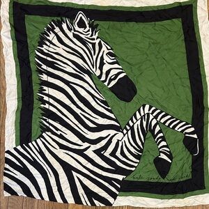 kate spade Green, Black & White Zebra Graphic Throw